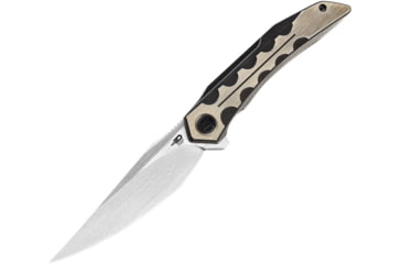 Image of Bestech Knives Samari Framelock Bronze Folding Knife, 3.88 satin finish Bohler M390 stainless blade, Black and bronze titanium handle, BT2009D