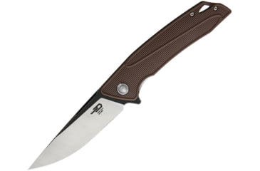 Image of Bestech Knives Spike Linerlock Brown Folding Knife, 3.75in 12C27 Sandvik SS Drop Point, Brown Glass Filled Nylon Handle, Pocket Clip, Black/Satin Blade, Brown, BG09C-1