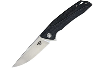 Image of Bestech Knives Spike Linerlock Folding Knife, 3.75in 12C27 Sandvik SS Drop Point, Black Glass Filled Nylon Handle, Pocket Clip, Stonewash And Satin Blade, Black, BG09A-2