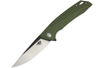 Image of Bestech Knives Spike Linerlock Folding Knife, 3.75in 12C27 Sandvik SS Drop Point, Green Glass Filled Nylon Handle, Pocket Clip, Black/Satin Blade, Green, BG09B-1