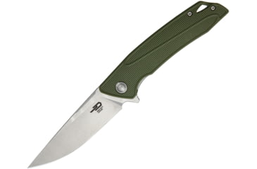 Image of Bestech Knives Spike Linerlock Folding Knife, 3.75in 12C27 Sandvik SS Drop Point, Green Glass Filled Nylon Handle, Pocket Clip, Stonewash And Satin Blade, Green, BG09B-2