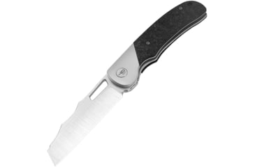 Image of Bestech Knives Syn Titanium CF Folding Knife, 4.5in Closed, 3.5in Satin Elmax Steel Cleaver Style Blade, Marbled Carbon Fiber Handle, Nylon Case, BT2306A