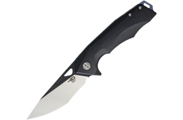 Image of Bestech Knives Toucan Linerlock/ Folding Knife, 3.5in D2 Tool Steel Blade, Black G10 Handle, Thumb Pull, Pocket Clip, Satin And Black Blade, Black, BG14A-2