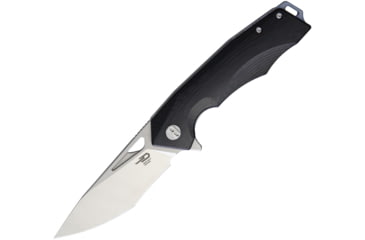 Image of Bestech Knives Toucan Linerlock SW Folding Knife, 3.5in D2 Tool Steel Blade, Black G10 Handle, Thumb Pull, Pocket Clip, Stonewash And Satin Blade, Black, BG14A-1