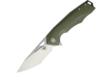 Image of Bestech Knives Toucan Linerlock SW Folding Knife, 3.5in D2 Tool Steel Blade, Green G10 Handle, Thumb Pull, Pocket Clip, Stonewash And Satin Blade, Green, BG14B-1