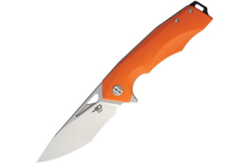 Image of Bestech Knives Toucan Linerlock SW Folding Knife, 3.5in D2 Tool Steel Blade, Orange G10 Handle, Thumb Pull, Pocket Clip, Stonewash And Satin Blade, Orange, BG14D-1
