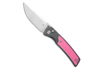 Image of Bestechman Bestechman Icebreaker Button Lock Knife Gray Aluminum + Pink G-10 3.2" Satin, Gray/Pink, D2, adult, BHQ-227609