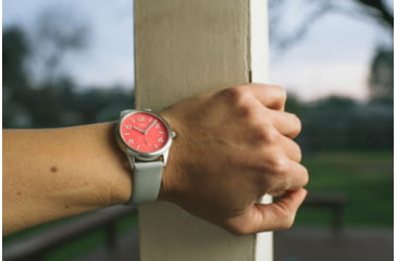 Image of Bia Suffragette Watches, Pink Dial, Gray Strap, Steel, One Size, B1016