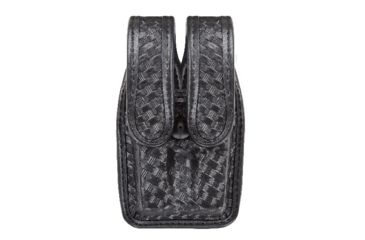 Image of Bianchi 7944 Slimline Double Mag Pouch, Basketweave Black w/ Chrome Snap, Fits Glock 20/21 &amp; Similar