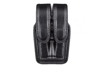 Image of Bianchi 7944 Slimline Double Mag Pouch, Plain Black w/ Chrome Snap, Fits Glock 20/21 &amp; Similar