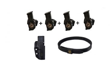 Image of Black Scorpion Outdoor Gear COMBO Grand Master Production USPSA 4 Storm I Pouches, Holster GL34 USPSA, 1 Belt, Large, Black, CO06-MP01H04GL34CF-BTLBK