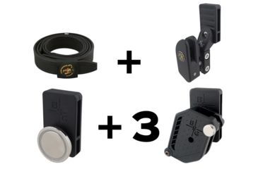 Image of Black Scorpion Outdoor Gear Combo Rig N7 - 1 Competotion Belt Large + 3 Storm Grand Master + 1 Competition Magnetic Pouch + Holster Grand Master 2011, Black CO17-BTLBK-MPGMBK-HO2011BK