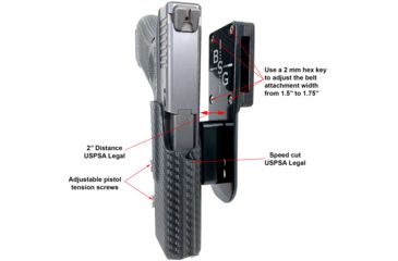 Image of Black Scorpion Outdoor Gear Pro Heavy Duty Competition Holster, Right Hand, 2011, 5in Barrel, 1.5 - 1.75in Belts, Kydex/ 6066 Aluminum, Carbon Fiber/Black, HCD1-USPSABS-2011FCFRH