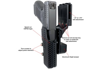 Image of Black Scorpion Outdoor Gear Pro USPSA Competition Holster, Right Hand, GLOCK 17/ 19/ 19X/ 22/ 45, 4.02 - 4.49in Barrel, 1.5 - 1.75in Belts, Kydex, Carbon Fiber, HC04-USPSA-GL17CFRH