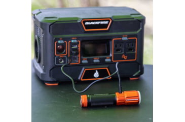 Image of Blackfire-Klein Outdoors Rechargeable LED Flashlight Lantern, Lithium-Ion, White, 500 Lumen, Black/Orange, BBM6412
