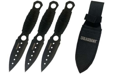 Image of BlackHawk Direct Hit Throwing Knives, 3.5in, 7CRMOV, Paracord Wrap Handle, Black, BH15DH01BK
