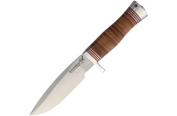 Image of Blackjack Model 125 Commando Leather Fixed Blade Knife, 9.5in, 5in, A2 Tool Steel, Standard Edge, Satin, Stacked Leather Handle BCB125LCOM
