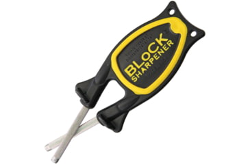Image of Block Sharpener The Block Knife Sharpener Y/B, 5.5 overall, Black and yellow polypropylene and thermal plastic, BLACK / YELLOW