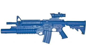 Image of Blueguns M4 Commando Flat Top Closed Stock / Fwd Rail / M203 Grenade Launcher / ACOG Training Long Gun, Blue, FSM4CFTRCSM203ACOG