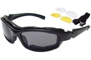 Image of Bobster Road Hog Action Eyewear Convertible Goggles / Sunglasses w/ 3 Lens Set, Black Frame BRH001AC