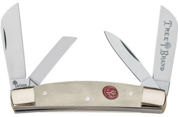 Image of Boker Congress White Bone Folding Knife, Mirror High Carbon SS Twin Sheepsfoot, Coping, Pen Blades, White Smooth Bone Handle, Nickel Silver Bolster, Inlay Shield, White, 110791