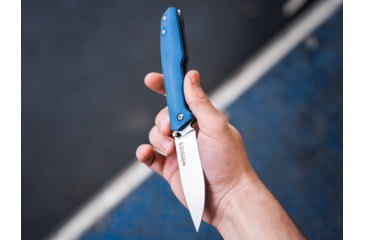 Image of Boker Magnum Deep Blue Folding Knife, 4.5in, Satin 440A Stainless Steel, Drop Point Blade, Blue Canvas Micarta Handle, 01SC714