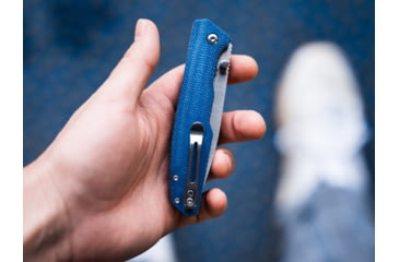 Image of Boker Magnum Deep Blue Folding Knife, 4.5in, Satin 440A Stainless Steel, Drop Point Blade, Blue Canvas Micarta Handle, 01SC714