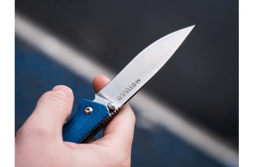 Image of Boker Magnum Deep Blue Folding Knife, 4.5in, Satin 440A Stainless Steel, Drop Point Blade, Blue Canvas Micarta Handle, 01SC714
