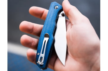 Image of Boker Magnum Deep Blue Folding Knife, 4.5in, Satin 440A Stainless Steel, Drop Point Blade, Blue Canvas Micarta Handle, 01SC714