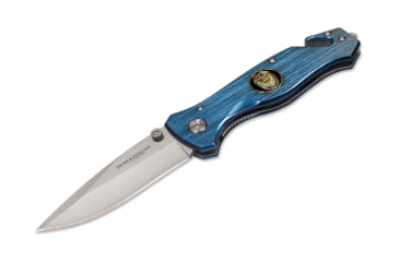 Image of Boker Magnum Law Enforcement Folding Knife, 4.75in Closed, 3.35in, 440 SS, Matte Blade, Blue Anodized Aluminum Handle, 01MB365