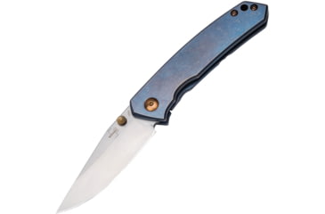 Image of Boker Plus Canoe Framelock Folding Knife, 2.75 in, CPM-S35VN Stainless Steel, Drop Point Blade, Titanium Blue Handle, 01BO494