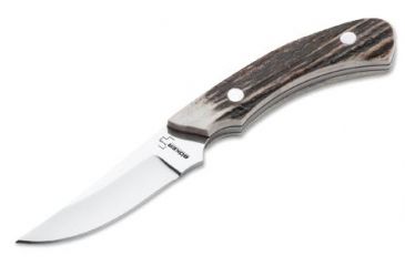 Image of Boker Plus Stag Cross Draw Fixed Blade Knife 2.83 in, 440C Stainless Steel, Drop Point Blade, Stag Handle, 02BO515