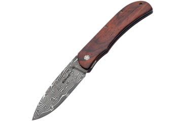 Image of Boker Plus Exskelibur I Linerlock Folding Knife, 3 1/2 Damascus steel spear point blade, Brown cocobolo wood handles, 01BO222DAM