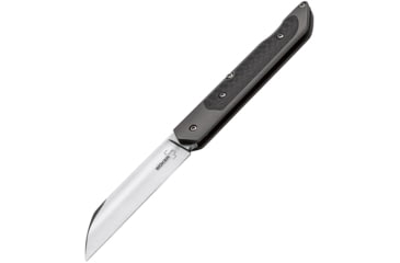 Image of Boker Plus Genios Lockback Folding Knife, 3 satin finish VG-10 stainless sheepsfoot blade, Black titanium handle with carbon fiber inlay, 01BO247