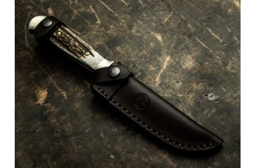 Image of Boker RangerS Nicker Stag Fixed Blade Knife, 4.3in, N690, Nickel Silver, Uncoated, Brown, 120517