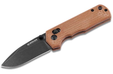 Image of Boker Plus Rockstub Axis Lock Brown Folding Knife, 3.63in, Black Stonewash, 440 Stainless Steel, Drop Point Blade, Brown Canvas Micarta Handle, 01SC710