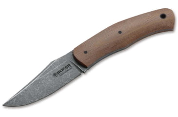 Image of Boker Solingen Boxer Fixed Blade Knife, 3.31in, N690, Micarta Brown Handle, 120503