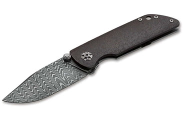 Image of Boker Solingen M4 Sherman Damast Folding Knife, 3.03 in, Damascus, Clip Point Blade, Micarta, Black Handle, 110662DAM