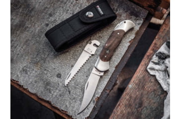 Image of Boker Solingen Optima Walnut Set I Folding Knife, 3.23in, 4034, Nickel Silver, Walnut Wood Brown Handle, 113113