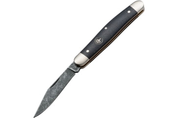 Image of Boker Stockman Burlap Folding Knife, 3 acid washed finish O1 steel clip blade, Black burlap micarta handle, 114985
