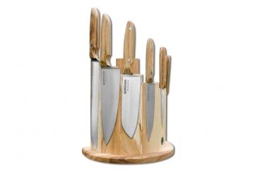 Image of Boker USA 6pc Brava Knife Set w/Block X50CrMoV15 Steel Blade,Olive Wood Handle 130483SET