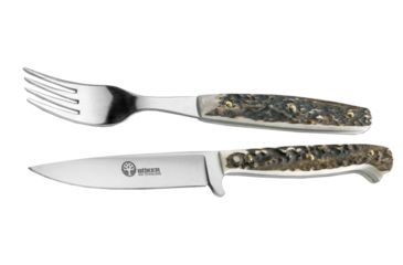 Image of Boker USA Arbolito Stag Fork &amp; Knife Set w/ Leather Sheath 03BA501HH