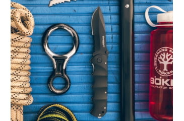 Image of Boker Magnum Stealth Tactical Folding Knife, 5.13 in, 440 SS, Black Partially Serrated Modified Spear Point Blade, Black Aluminum Handle, 01RY247