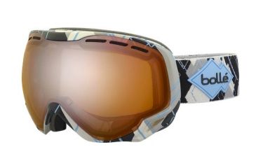 Image of Bolle Emperor Ski/Snowboard Goggles,Grey and Blue Argyle Frame,Photochromic Modulator Citrus Gun Lens 21302
