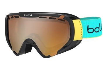 Image of Bolle Explorer Goggles, Shiny Black and Green Brush Frame, Vermillon Gun Lens, 21505