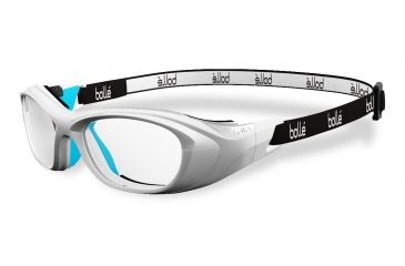 Image of Bolle Dominance  Sport Protective Single Vision Prescription Safety Glasses,Rectangular,White and Pearl Tourquoise  Frame w/ Strap 12000SV