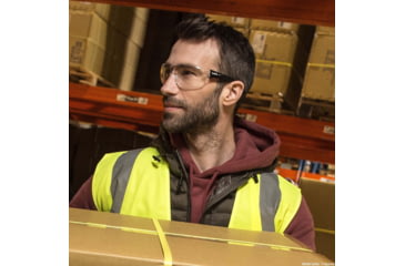 Image of Bolle Ness+ Safety Glasses, Black/Orange Frame, Clear Lens, NESSPSI