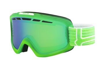 Image of Bolle Nova II Goggles, Matte Green and White Frame, Green Emerald Lens, 21467
