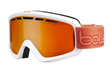 Image of Bolle Nova II Ski/Snowboard Goggles,Matte White and Orange Frame,Fire Orange Lens 21076