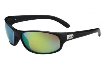 Image of Bolle Snakes Recoil Sunglasses, Polarized Brown Emerald Oleo AF, Matte Black, 11809